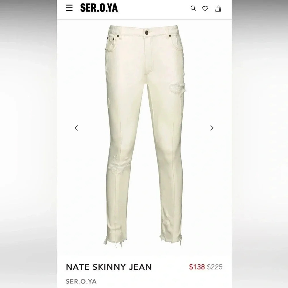NATE SKINNY JEAN ARIZONA #153 SER.O.YA W30 L30 NWT Italian Designer Seroya - Picture 1 of 4